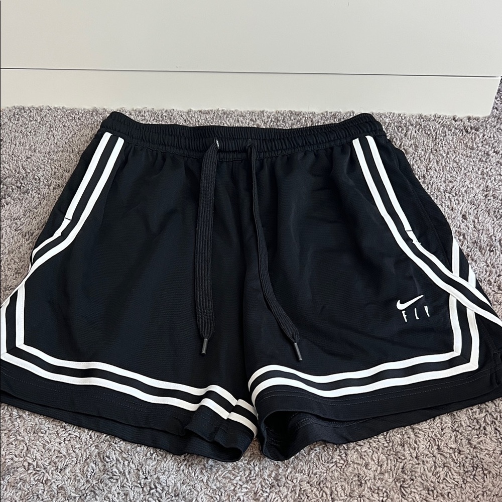 Nike Women's Black and White Athletic Shorts